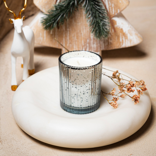 Morning Frost Holiday Candle, Glass Votive 4 oz