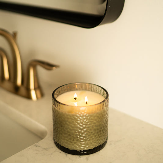 Campfire Cedarwood Hammered Glass Candle