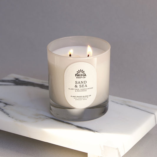 Sand & Sea Signature Candle, Cream Glass 7.5 oz