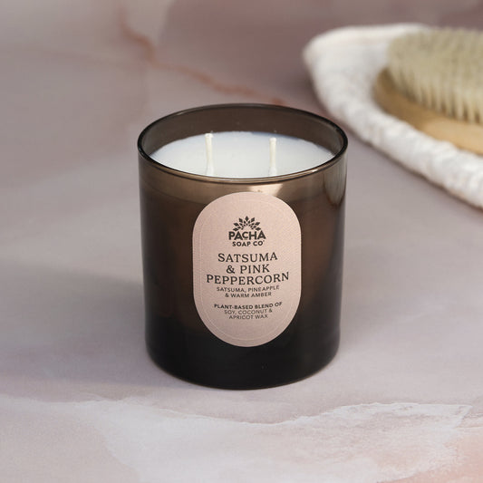 Satsuma & Pink Peppercorn Signature Candle, Amber Glass 7.5 oz