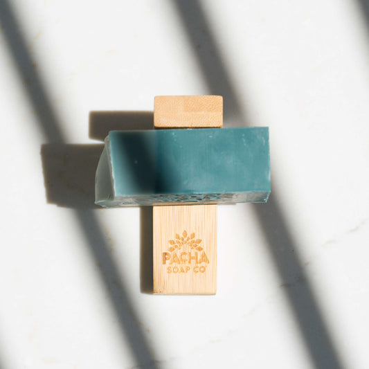 Shot of bar soap on a Bamboo Magnetic Soap Holder