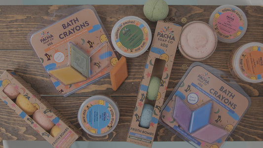 Image of Kid's Pacha Soap products displayed on table