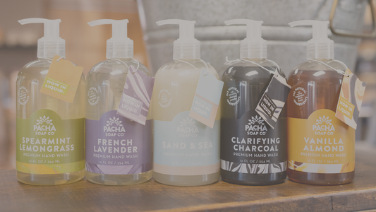Image of five new Pacha Soap hand soaps
