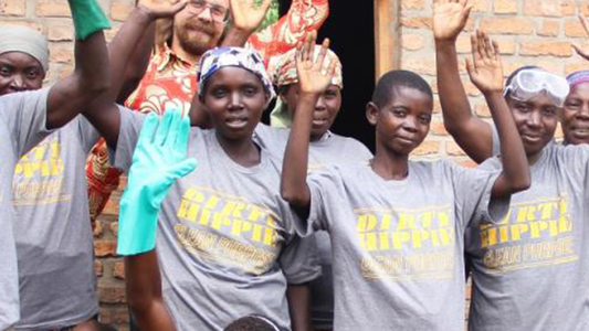 Image of group of people wearing grey Dirty Hippie t-shirts
