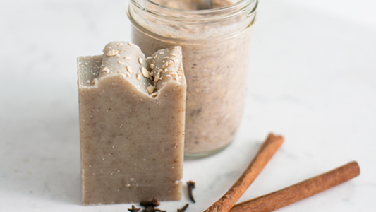Image of Dirty Hippie Overnight Oats next to Pacha Soap bar soap