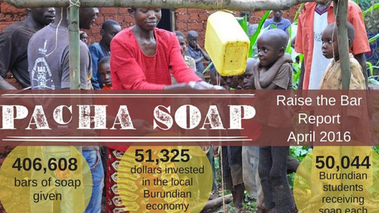 Image of line of people washing their hands in Burundi with an overlay of a few statistics