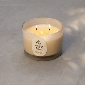 Vanilla & Sage Signature Candle, Cream Glass 15 oz