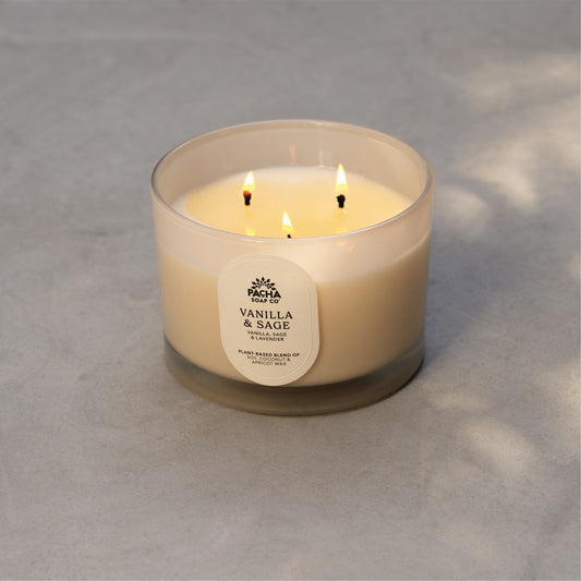 Vanilla & Sage Signature Candle, Cream Glass 15 oz