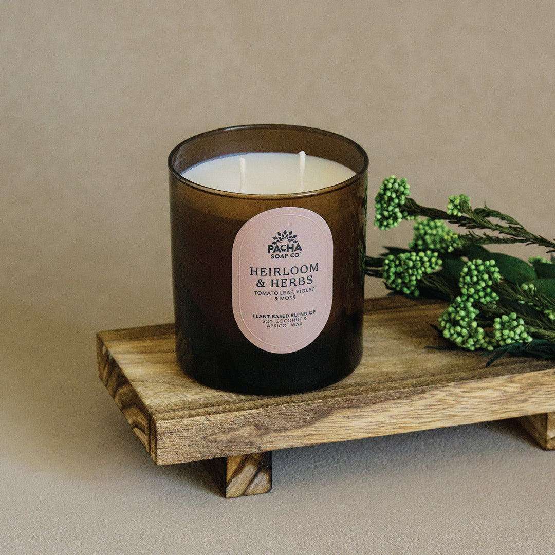 Heirloom & Herbs Signature Candle, Amber Glass 7.5 oz