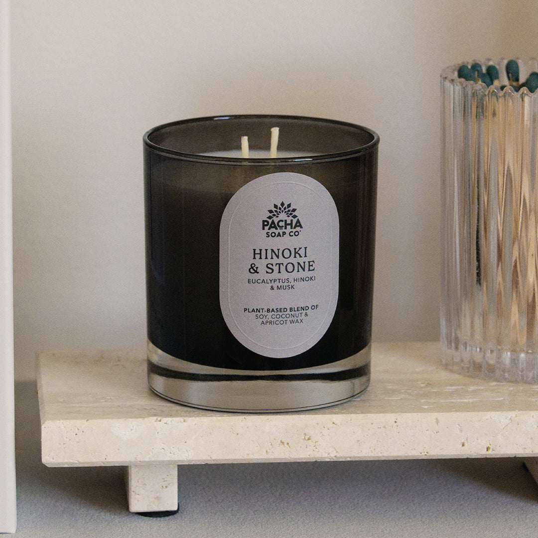Hinoki & Stone Signature Candle, Slate Glass 7.5 oz