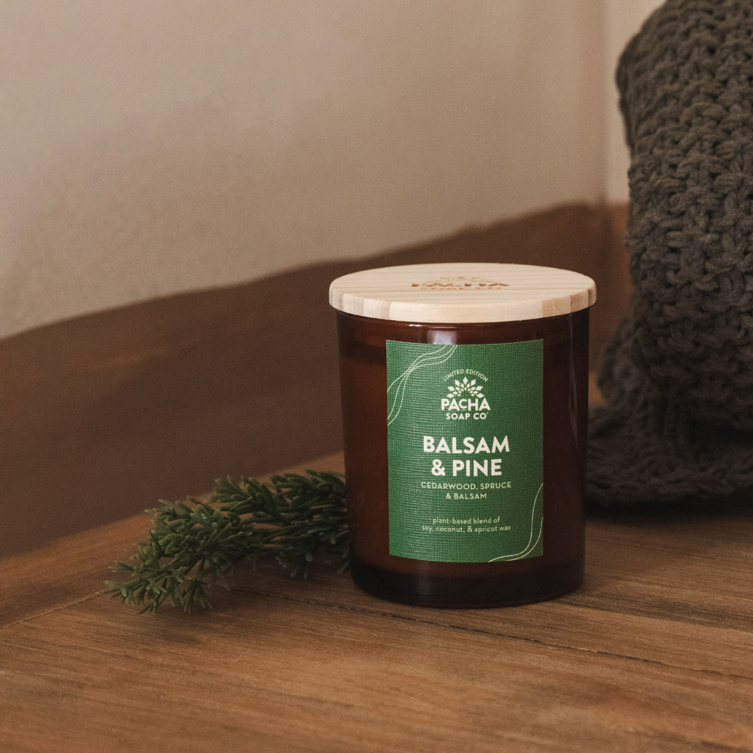 Balsam & Pine Signature Candle, Amber Glass 7 oz