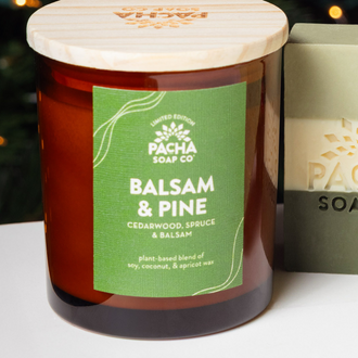 Balsam & Pine Signature Candle, Amber Glass 7 oz