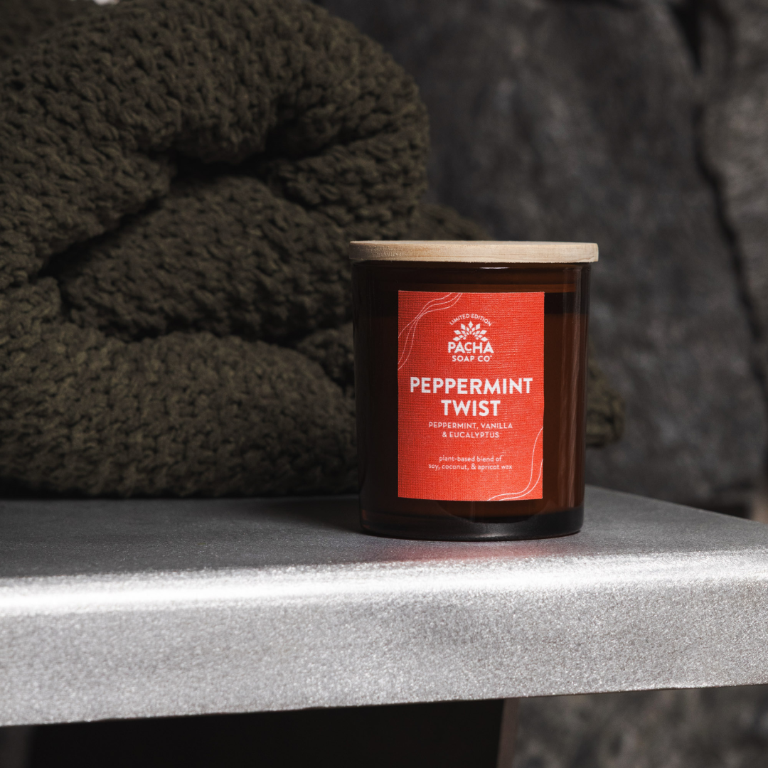 Peppermint Twist Signature Candle, Amber Glass 7 oz