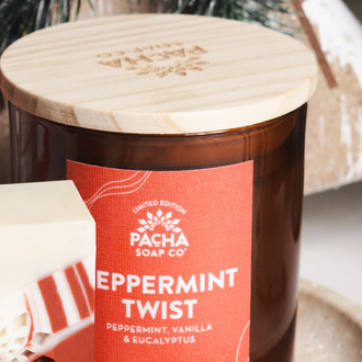 Peppermint Twist Signature Candle, Amber Glass 7 oz