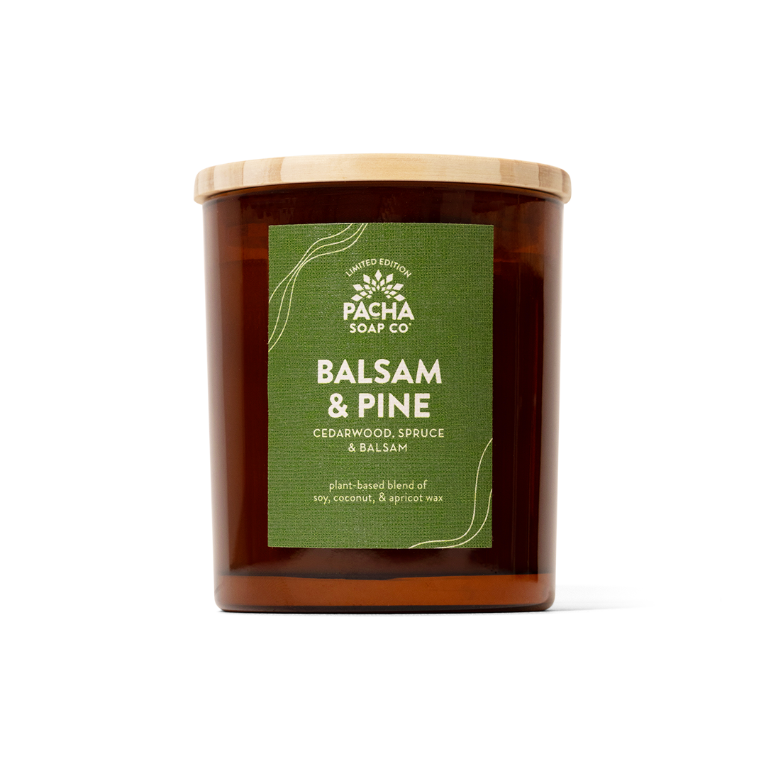 Balsam & Pine Signature Candle, Amber Glass 7 oz