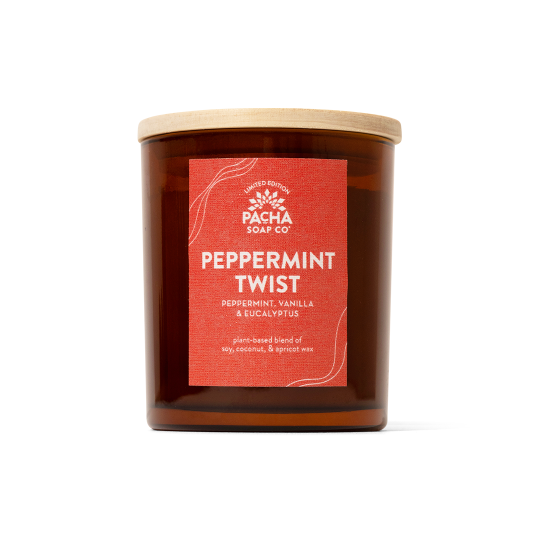 Peppermint Twist Signature Candle, Amber Glass 7 oz