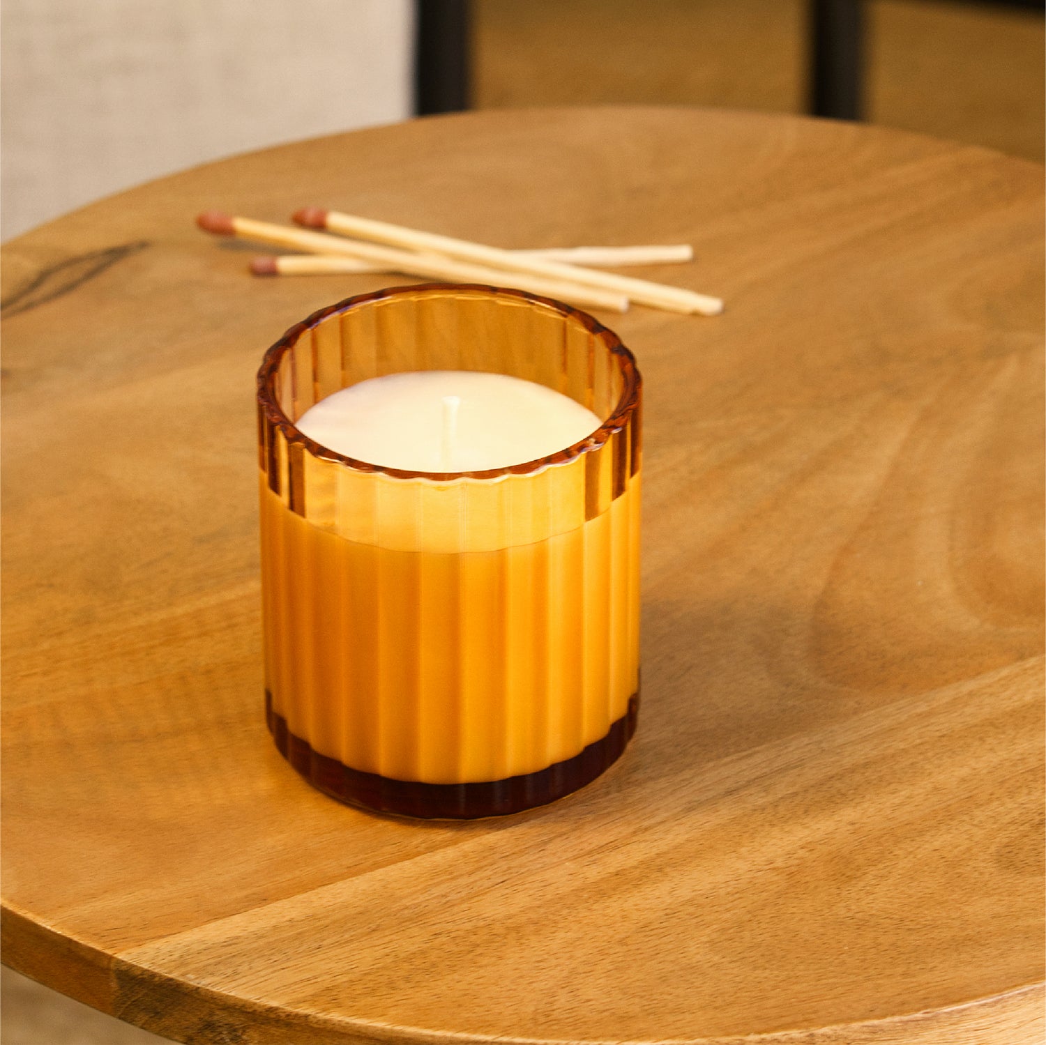 Pumpkin Amber Candle, Mini Fluted Glass 5 oz