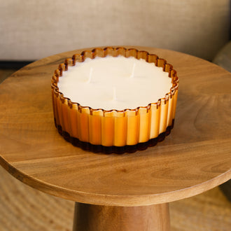 Pumpkin Amber Candle, Wide Fluted Glass 20 oz