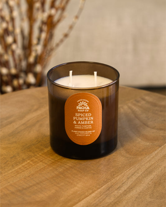 Spiced Pumpkin & Amber Signature Candle, Amber Glass 7.5 oz