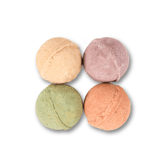 Pacha Soap's Holiday Heritage Bath Bomb Set's products out of packaging.