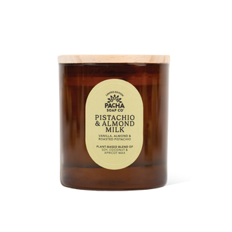 Pistachio & Almond Milk Signature Candle, Amber Glass 7 oz