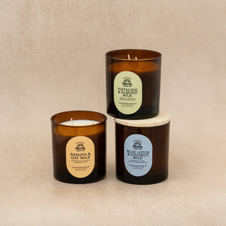 Pistachio & Almond Milk Signature Candle, Amber Glass 7 oz