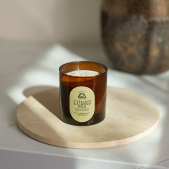 Pistachio & Almond Milk Signature Candle, Amber Glass 7 oz
