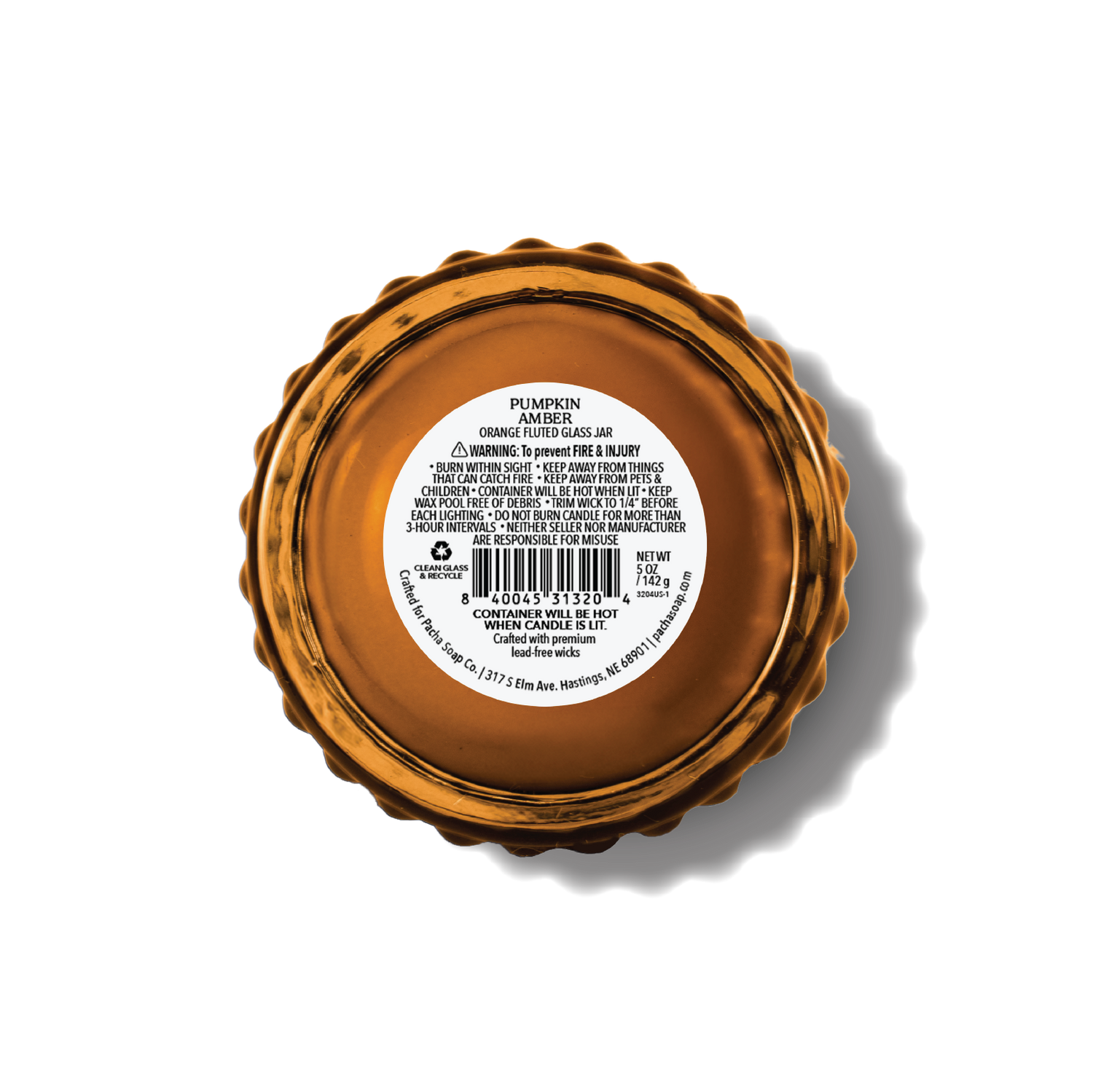 Pumpkin Amber Candle, Mini Fluted Glass 5 oz