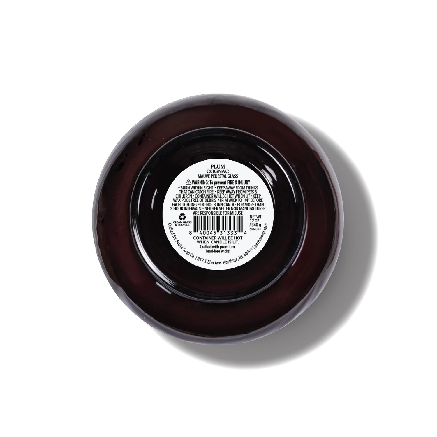 Plum Cognac Candle, Pedestal Glass 12 oz
