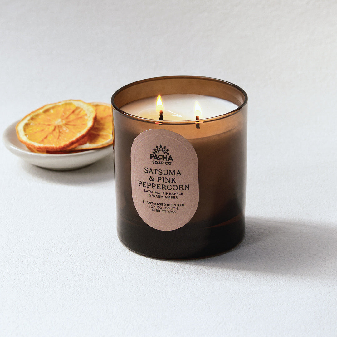 Satsuma & Pink Peppercorn Signature Candle, Amber Glass 7.5 oz