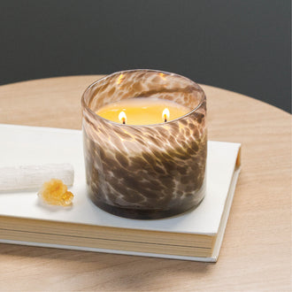 Warm Amber & Vanilla Woods Candle, Speckled Glass 10 oz